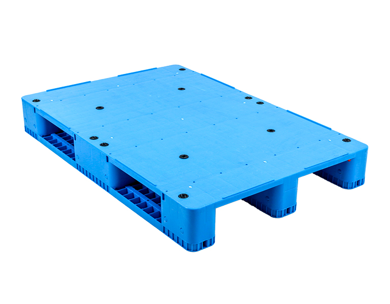1208high quality HDPE Material 1200*800mm solid surface plastic pallet with 8 steel bars