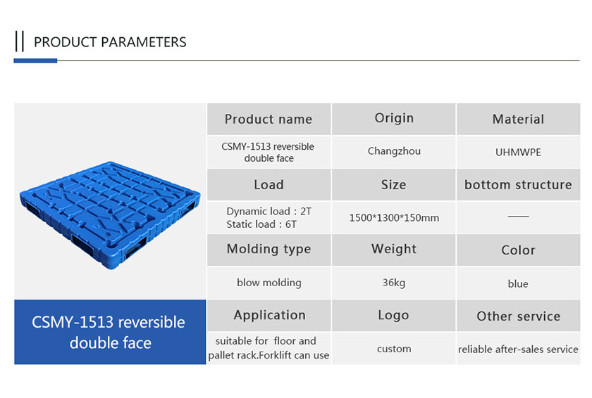 1500x1300mm size stackable double sided blow molding plastic pallet